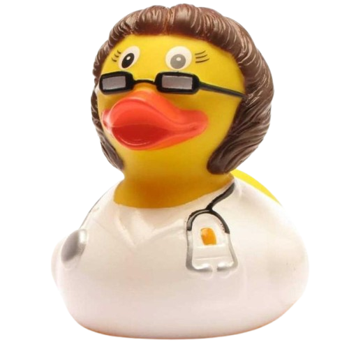 Gumená kačička doktorka.