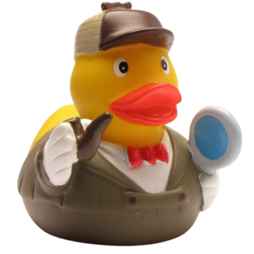 Gumená kačička Sherlock Holmes.